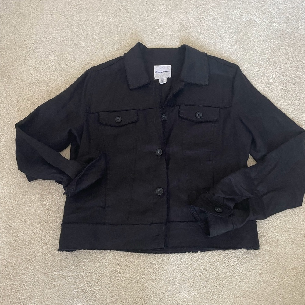 Tommy Bahama Raw Edge Linen Black Jacket